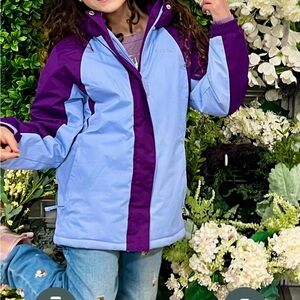 Endirad Purple and Gray Hooded kids winter ski coat jacket size 11/12